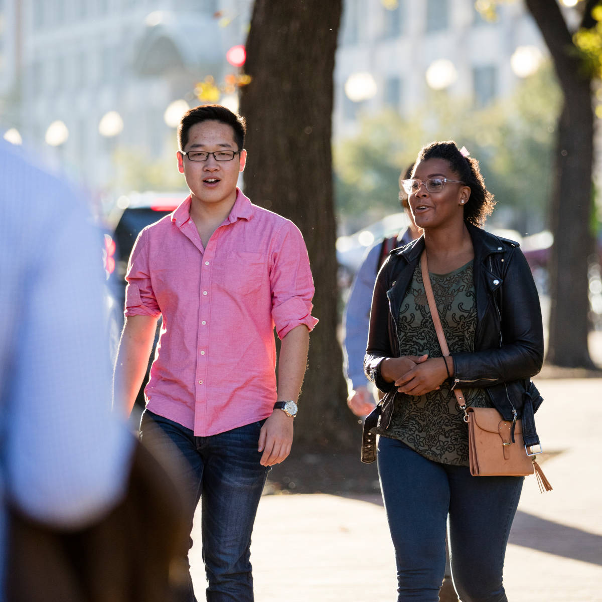 Students walking around Washington, DC.
