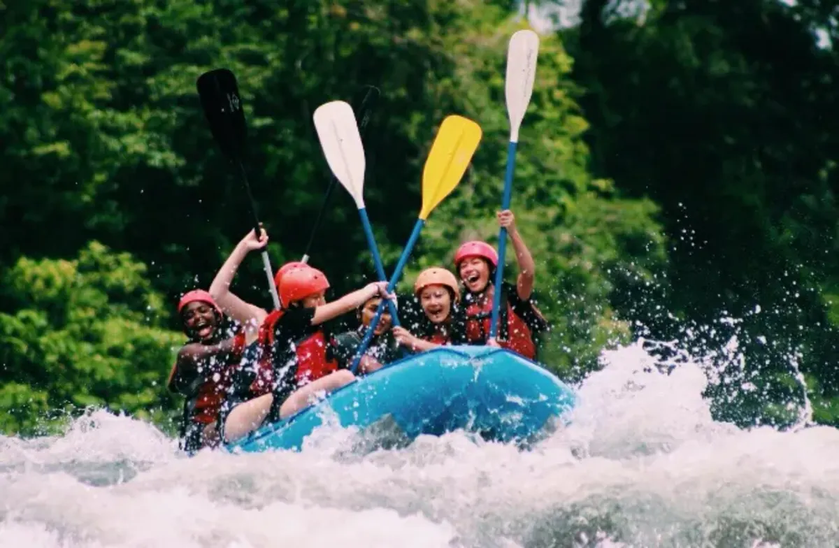 Students white water raft