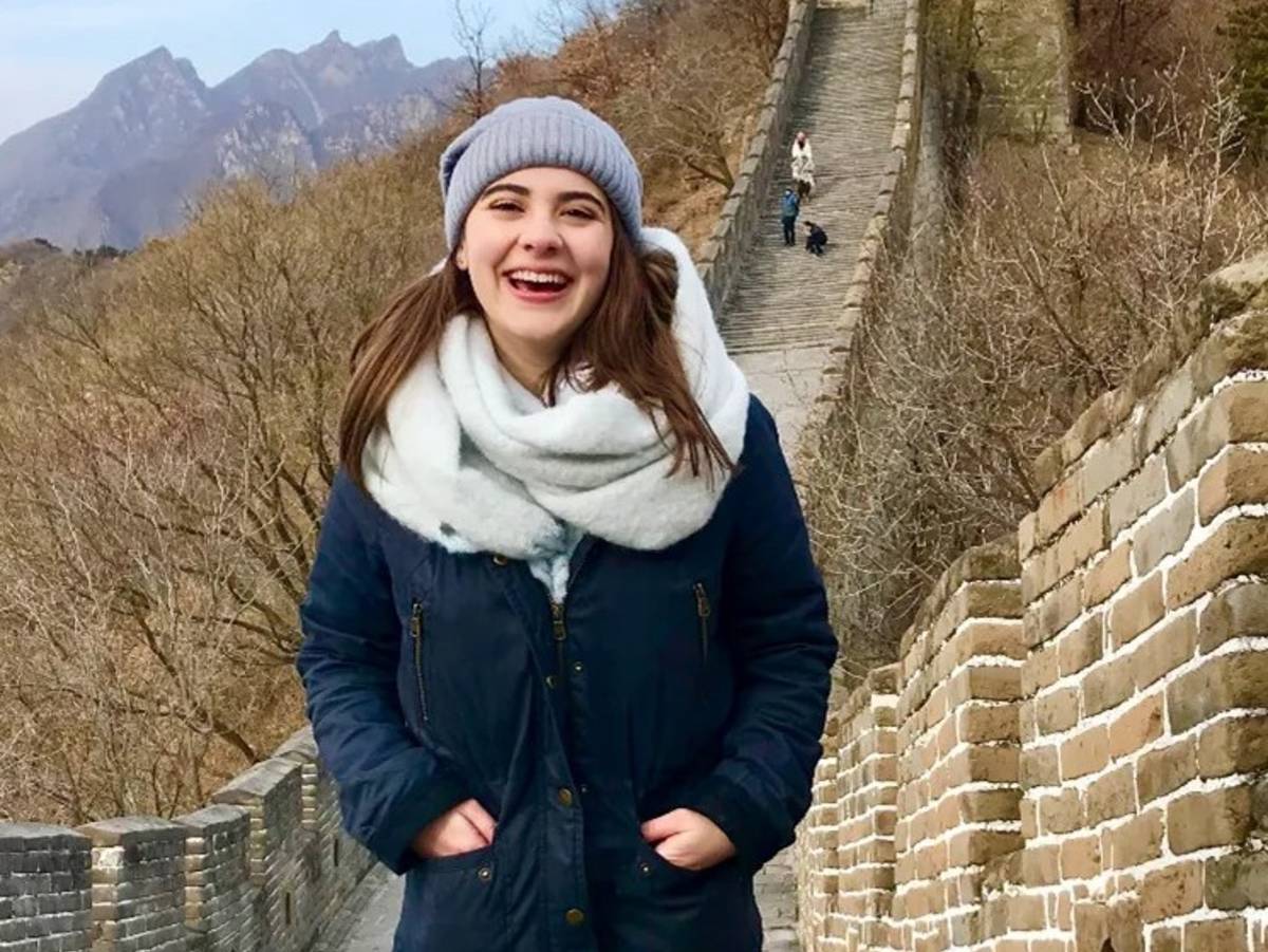 Teacher at the great wall of china