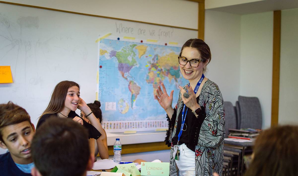 teacher with her students