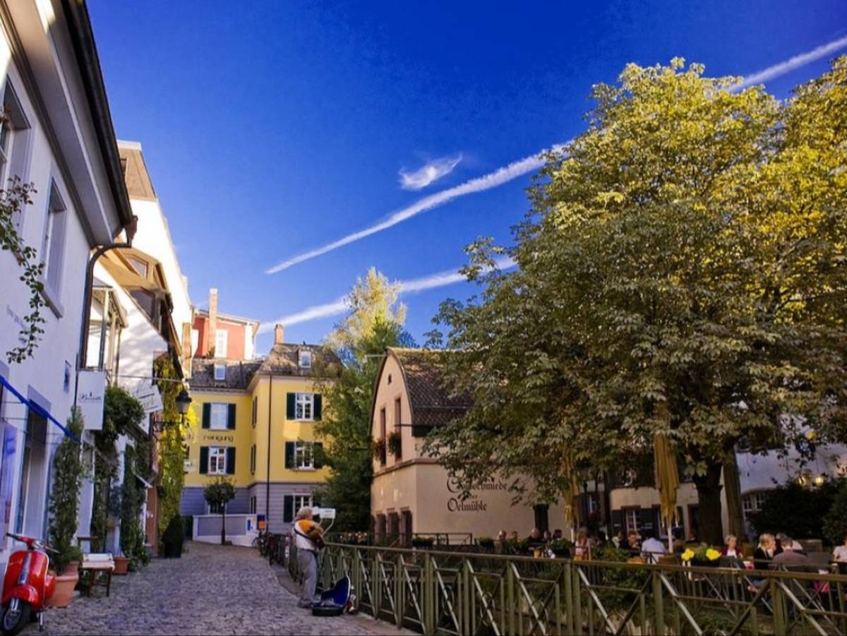The colorful streets of Freiburg, Germany.