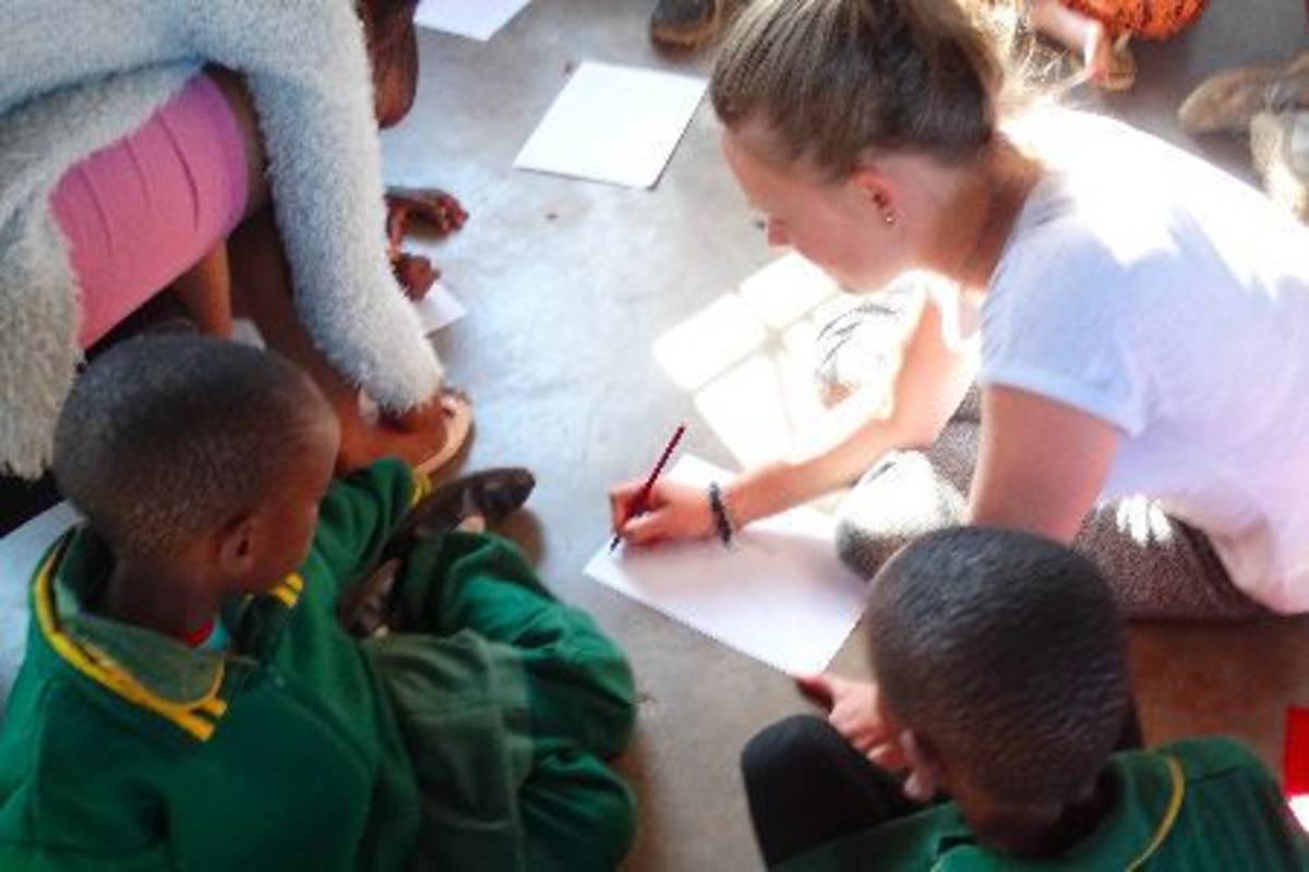 volunteer teaching in a day care centre