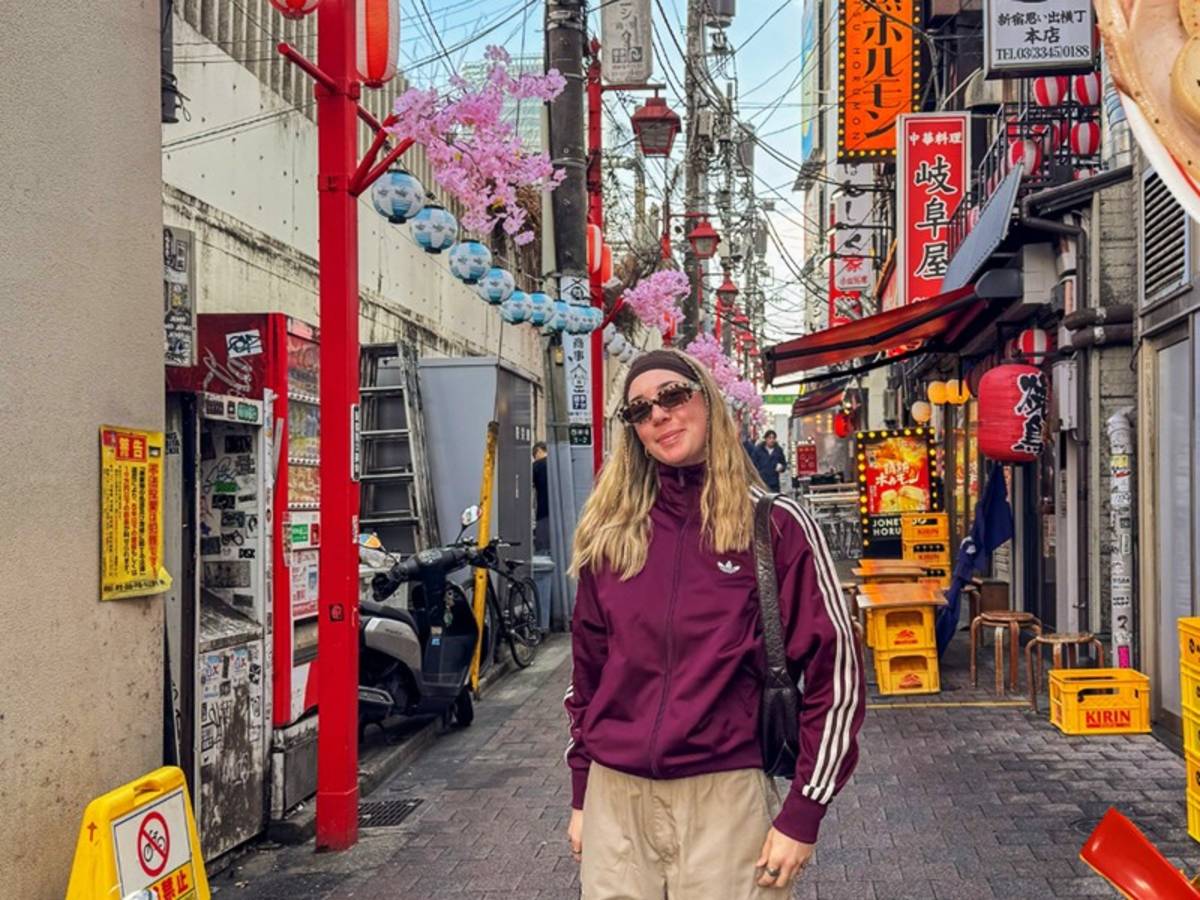 Woman standing on a street in Japan