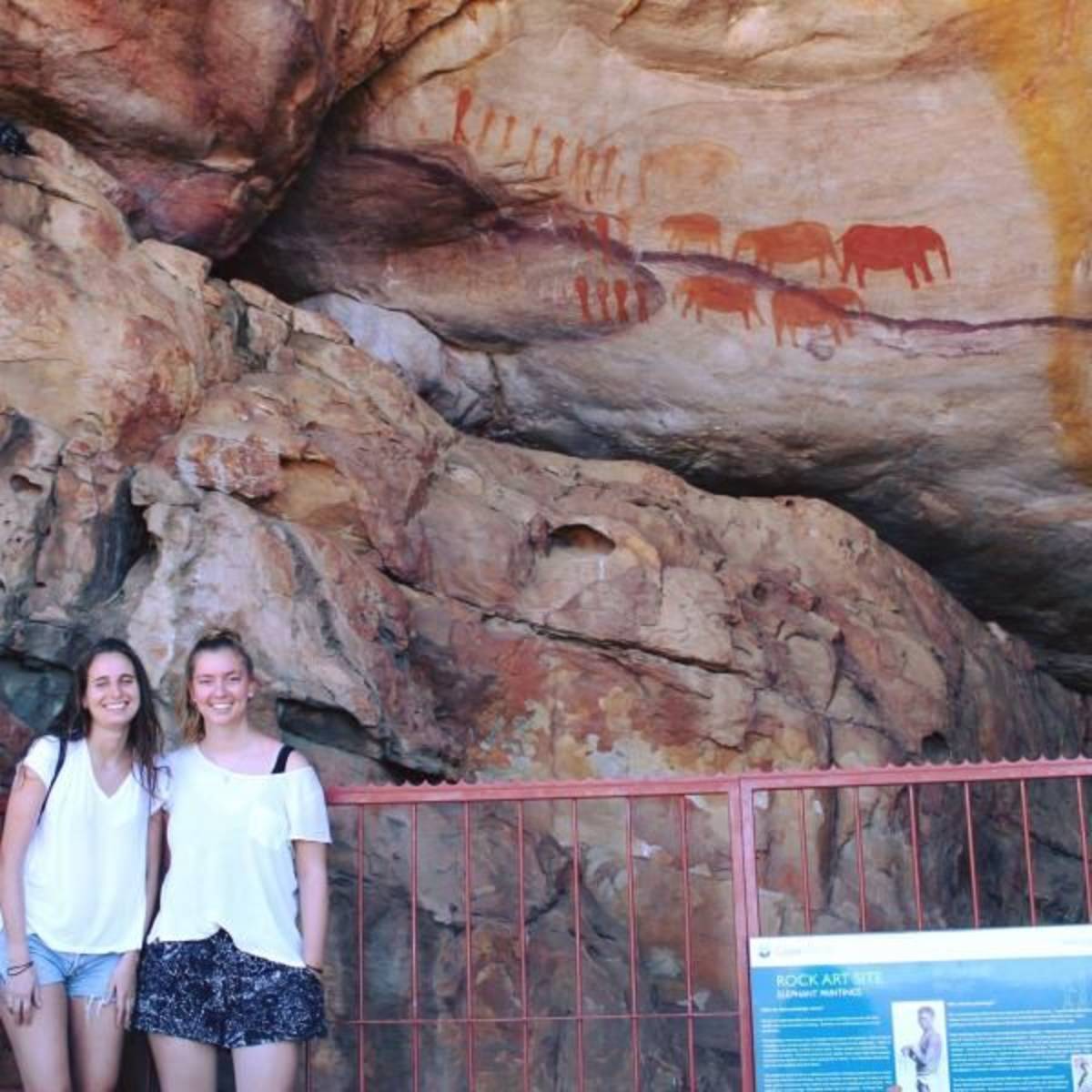 Students enjoying historical attractions in South Africa
