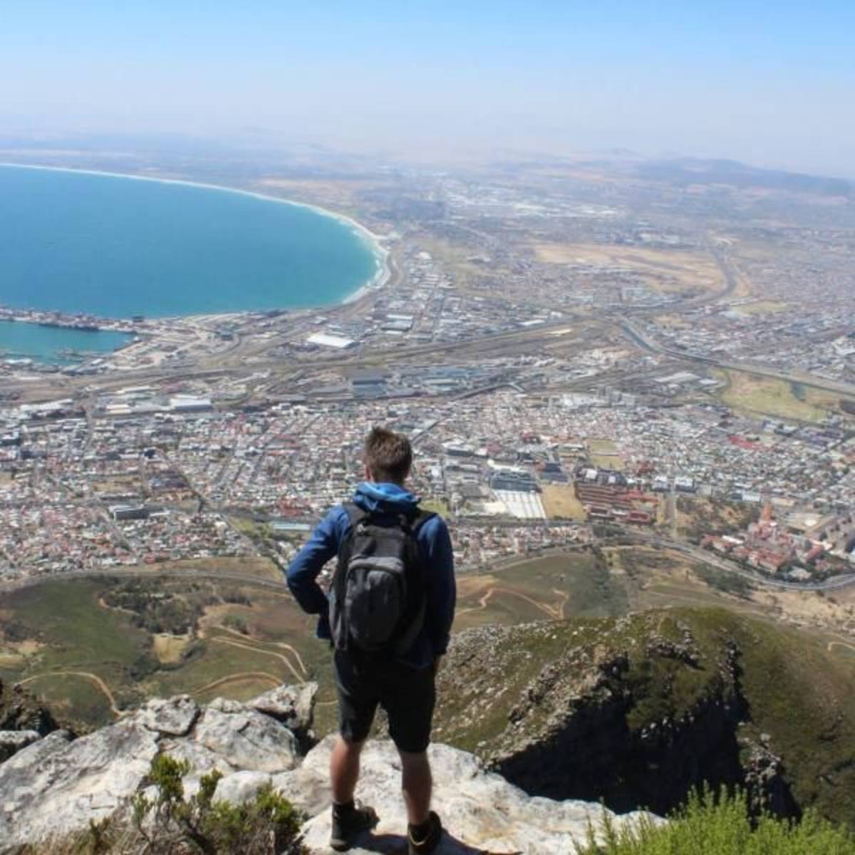 Hiker enjoying the view in Cape Town South Africa