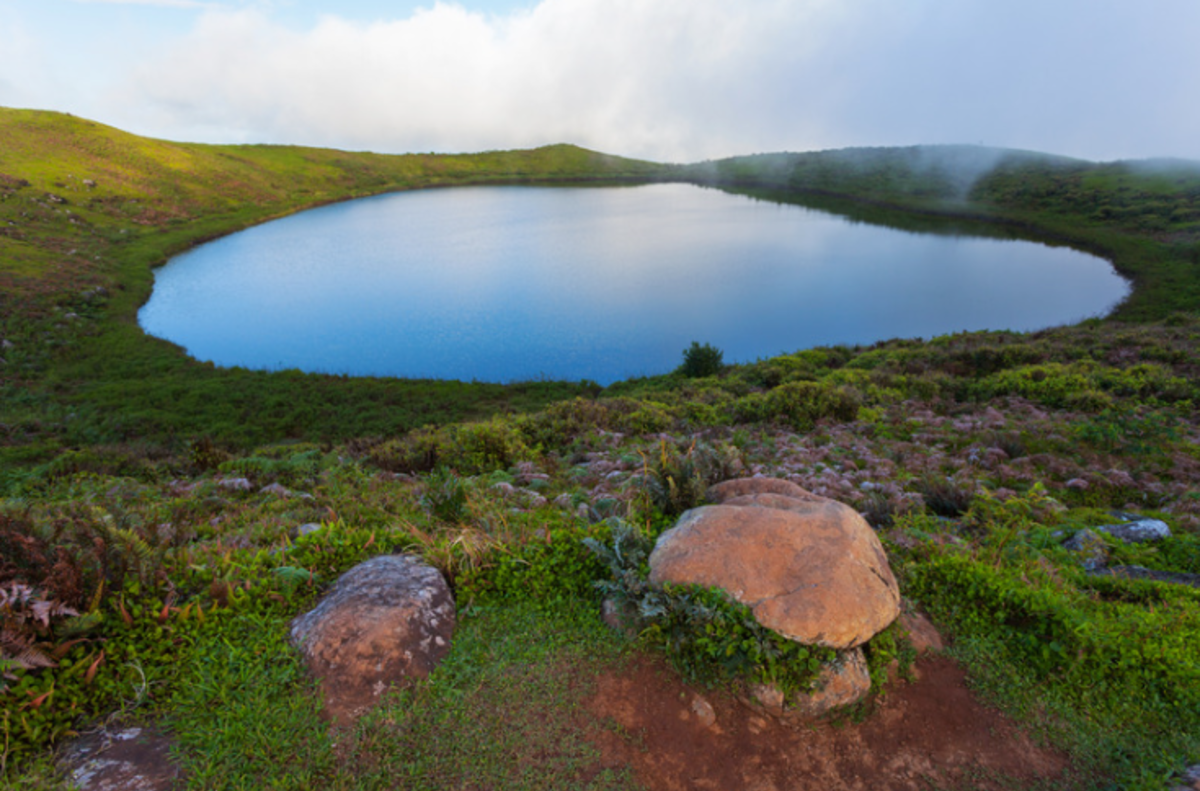 A blue lagoon in the hills
