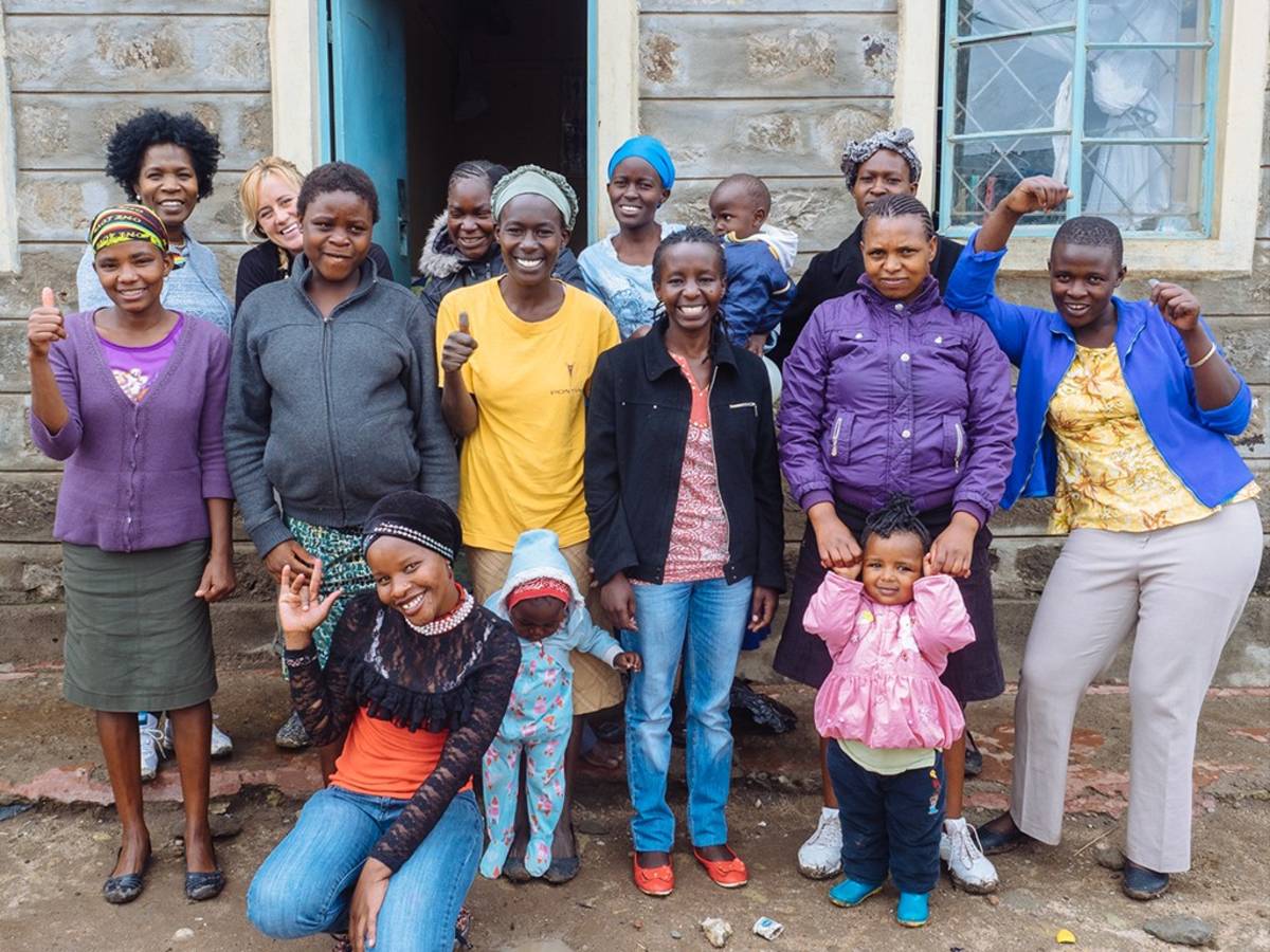 a group of local women and children