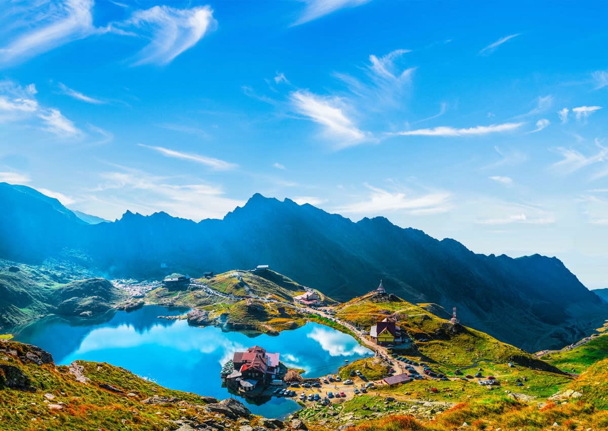 A lake in a mountain range in Romania