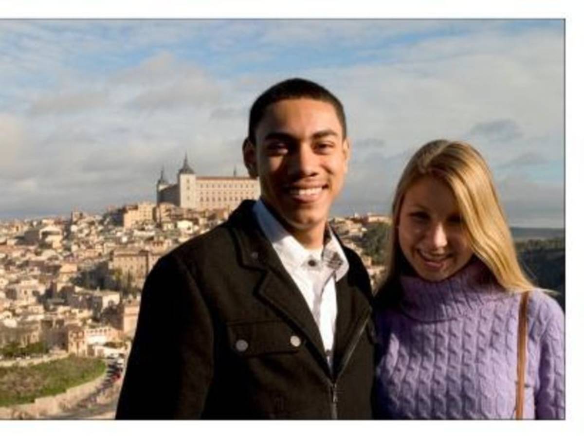 a man and a woman smiling