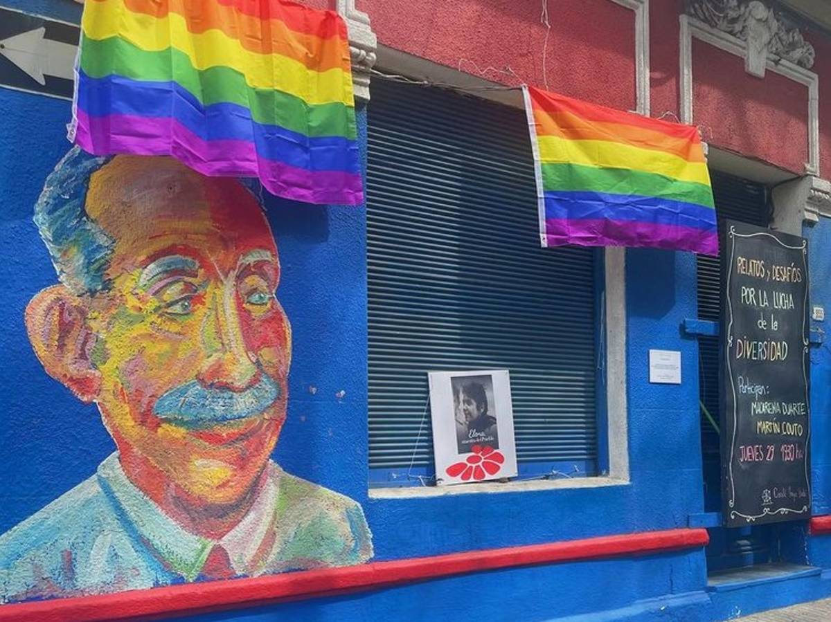 A picture of the walls in Uruguay, decorated with pride flags and murals!