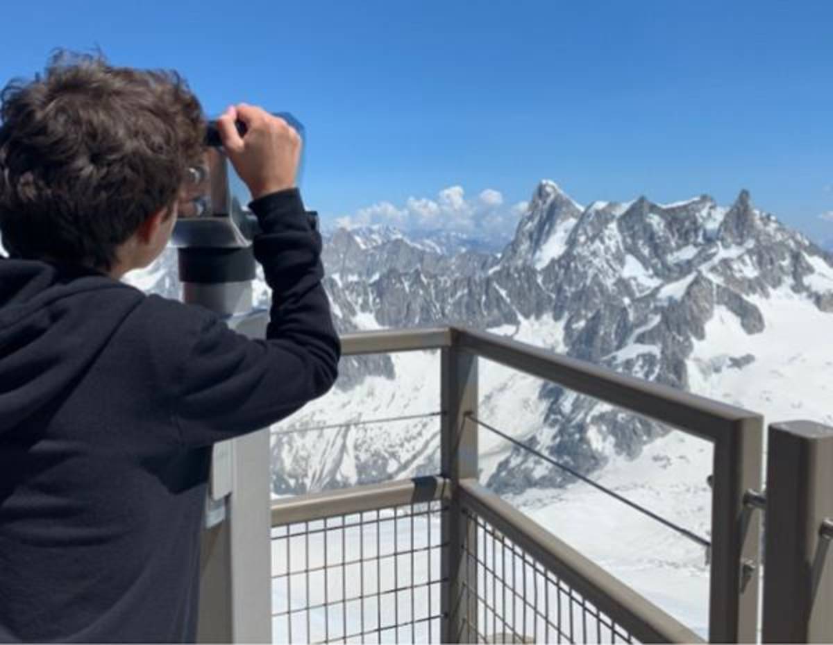 student viewing the french alps