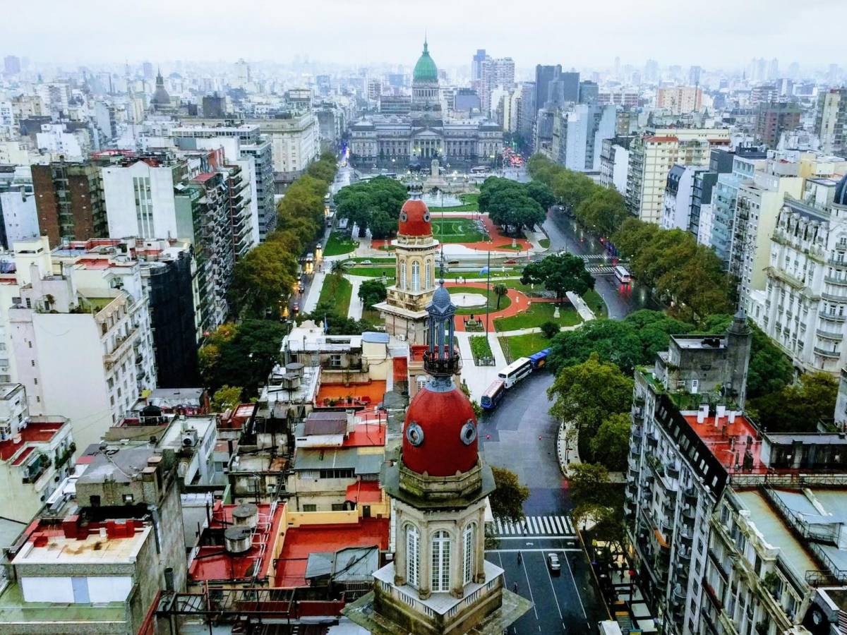 an aerial shot of dowtown Buenos Aires