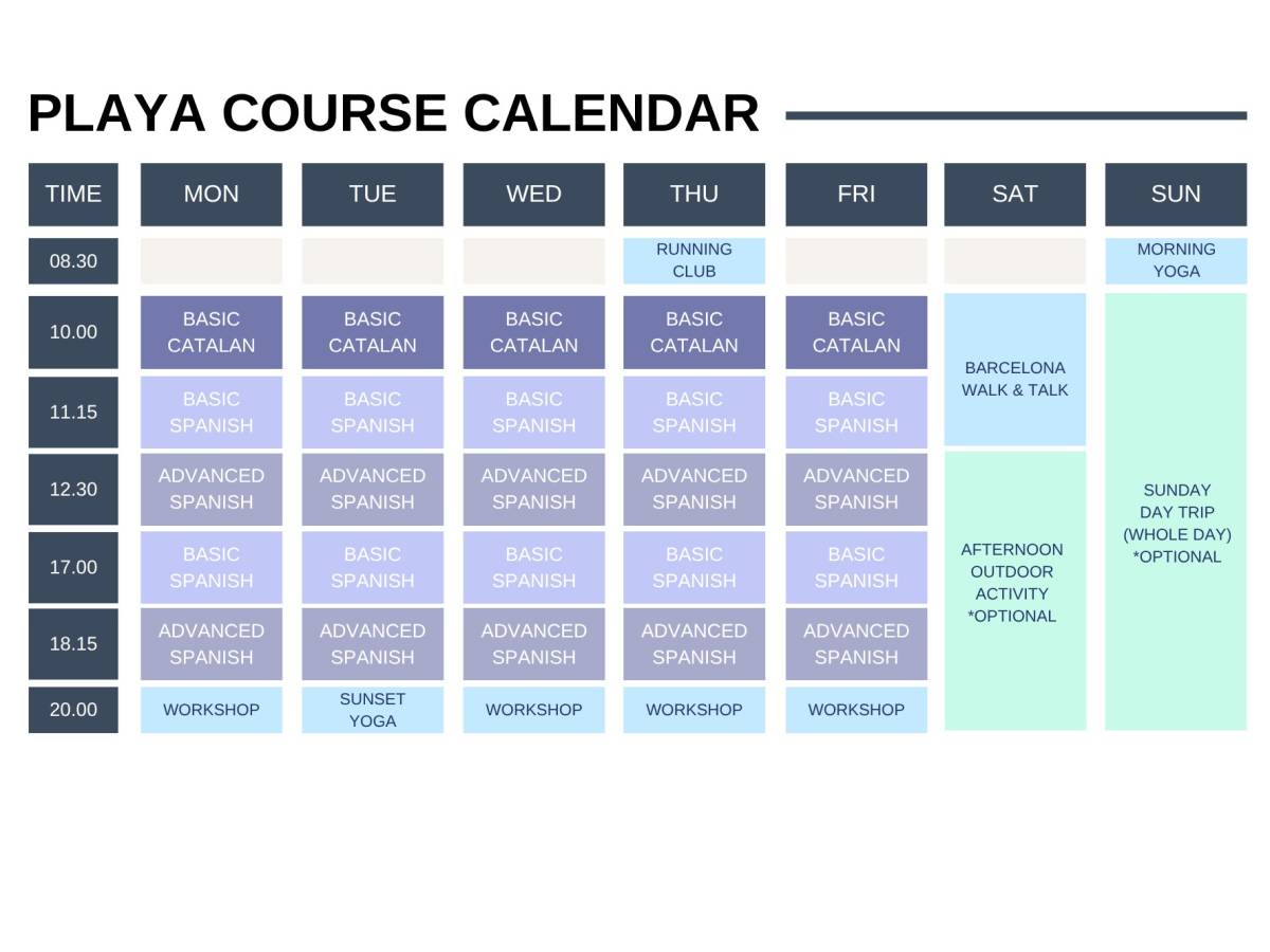 blau language academy study & travel playa course calendar