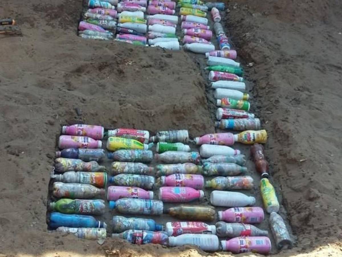 bricks from plastics laid down
