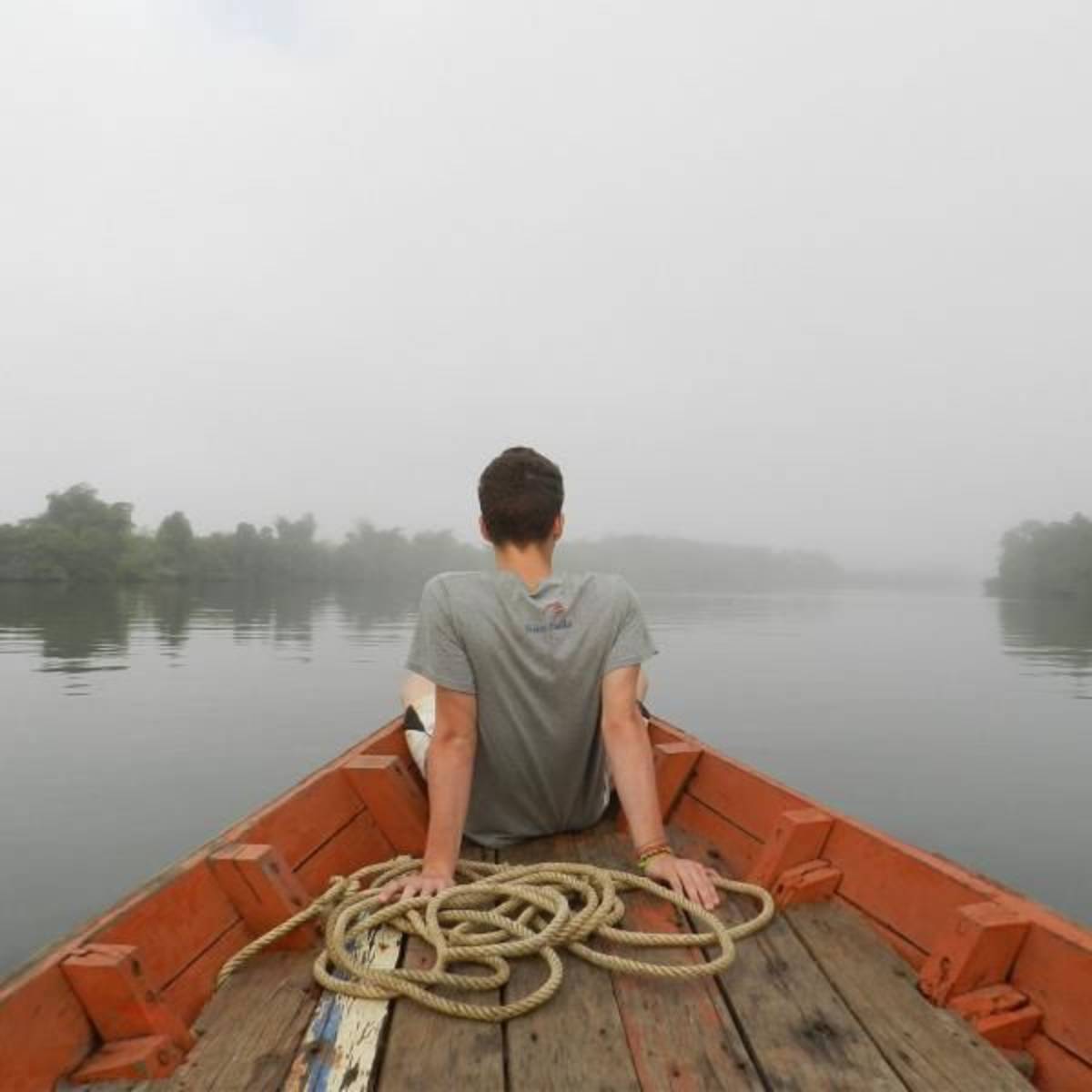 Boat ride meditation in Cambodia