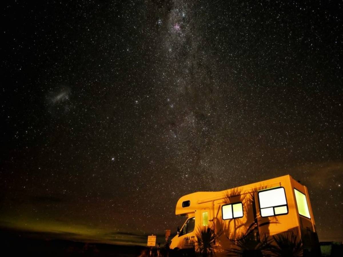 Campervan under the stars during New Zealand road trip