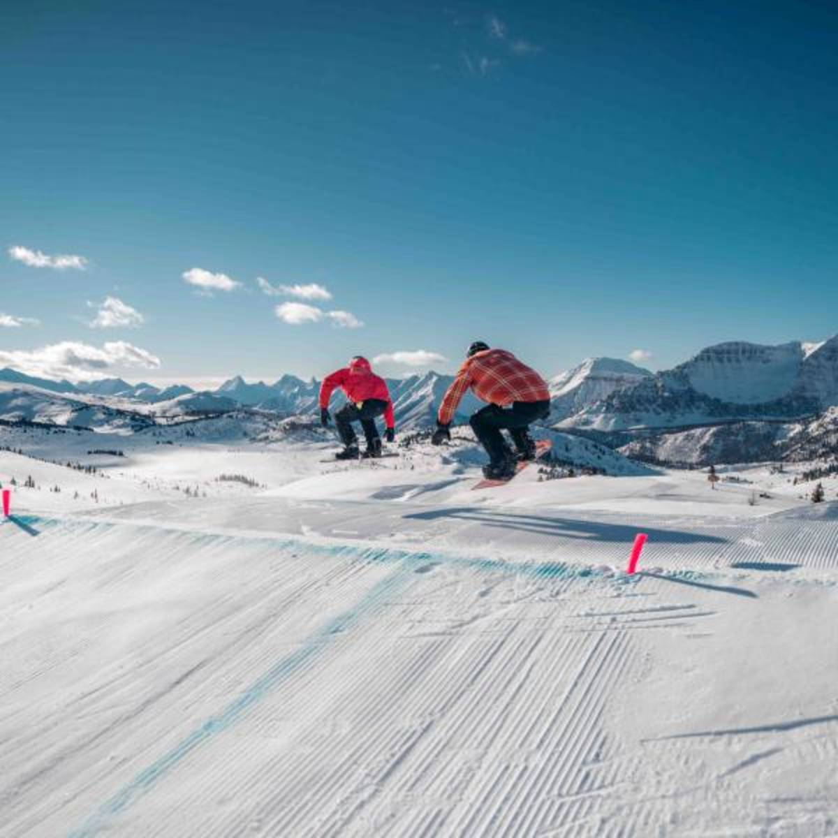 Skiers in action in The Rockies Canada 