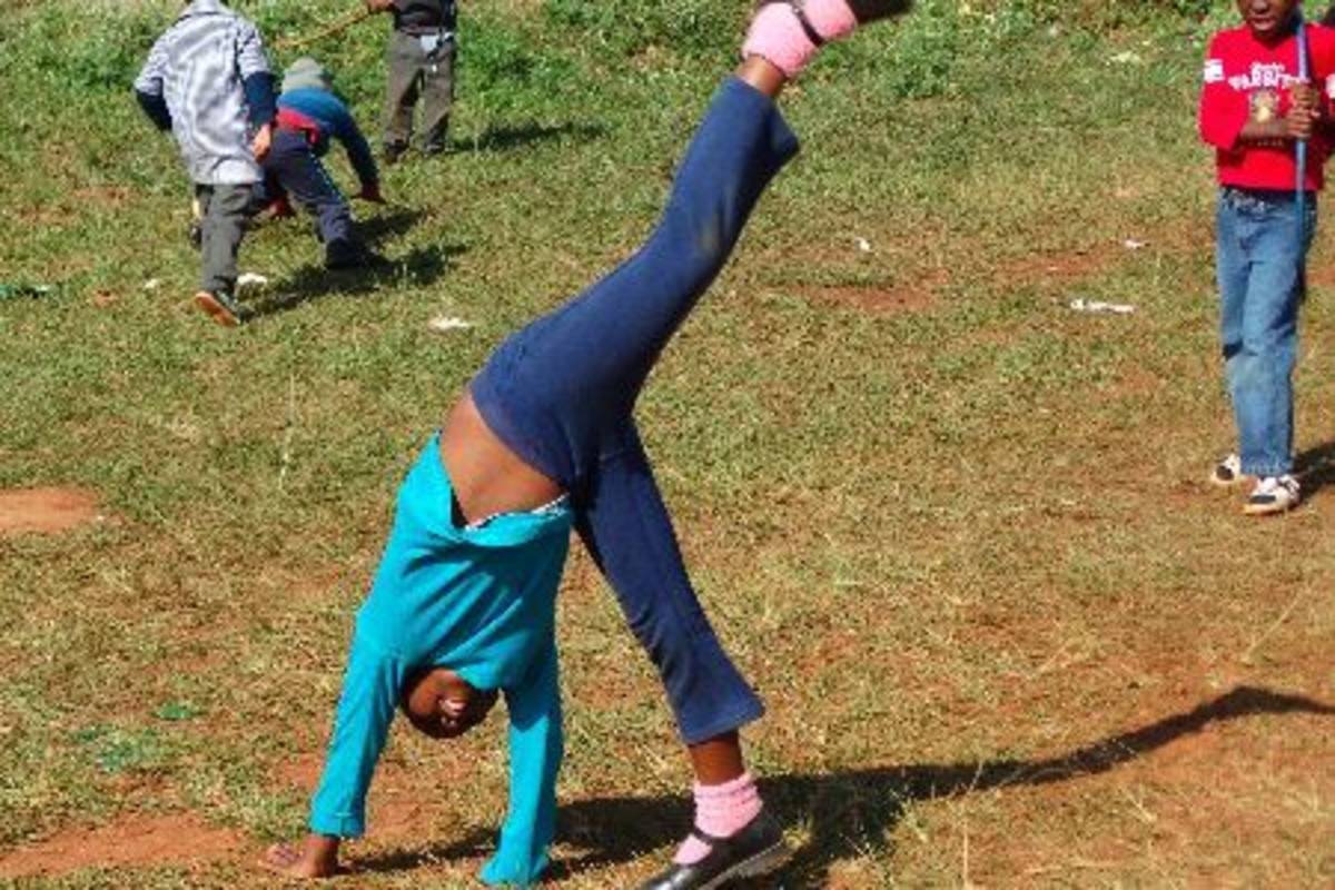cartwheeling child