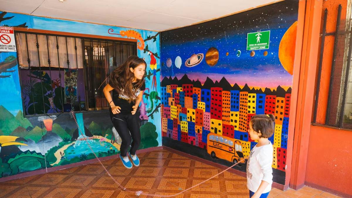 Children Skipping in a Playroom in Costa Rica