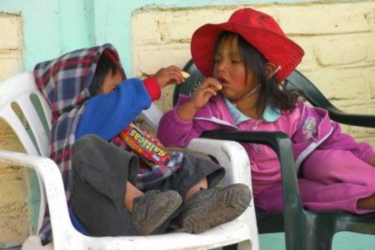 Children taking some snacks