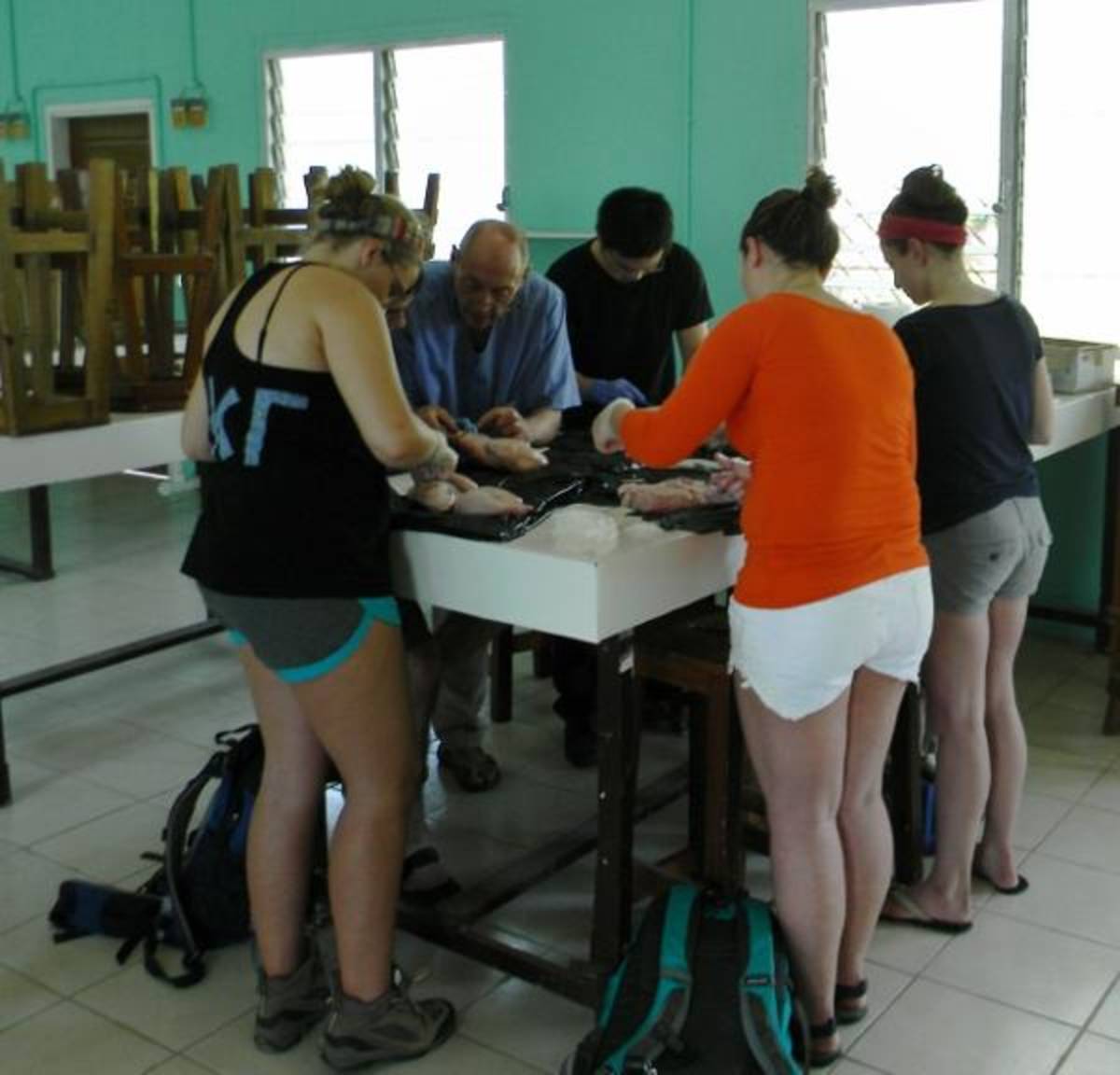 Students learn basic suturing techniques