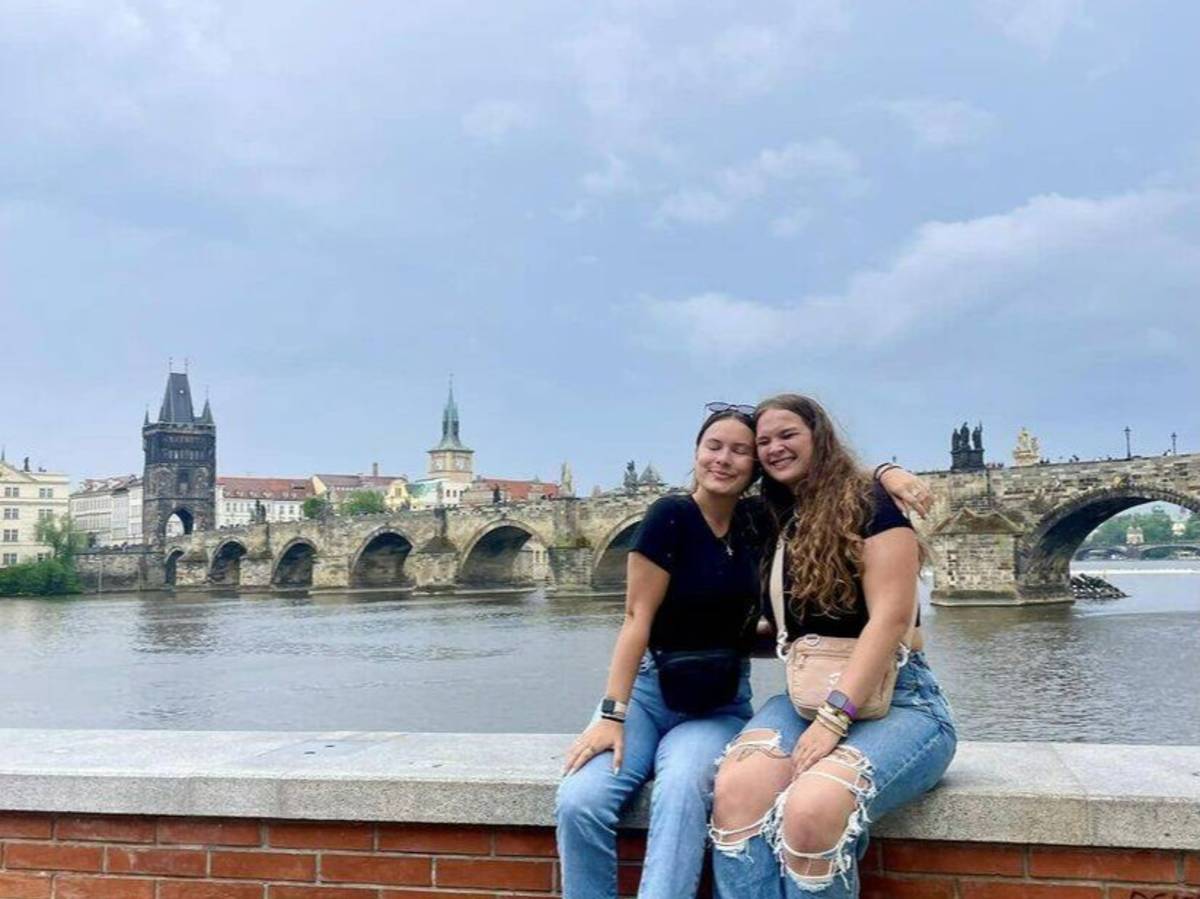 Friends hanging by Charles Bridge