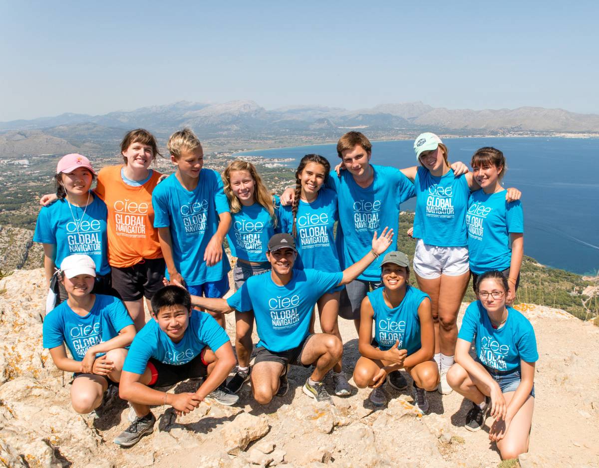 Global Navigators posing on cliff in Palma de Mallorca