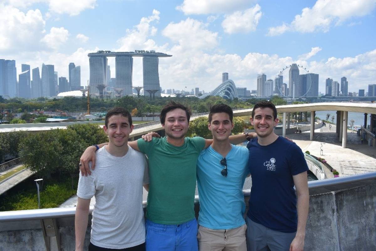 Group of international interns exploring Spain during their program