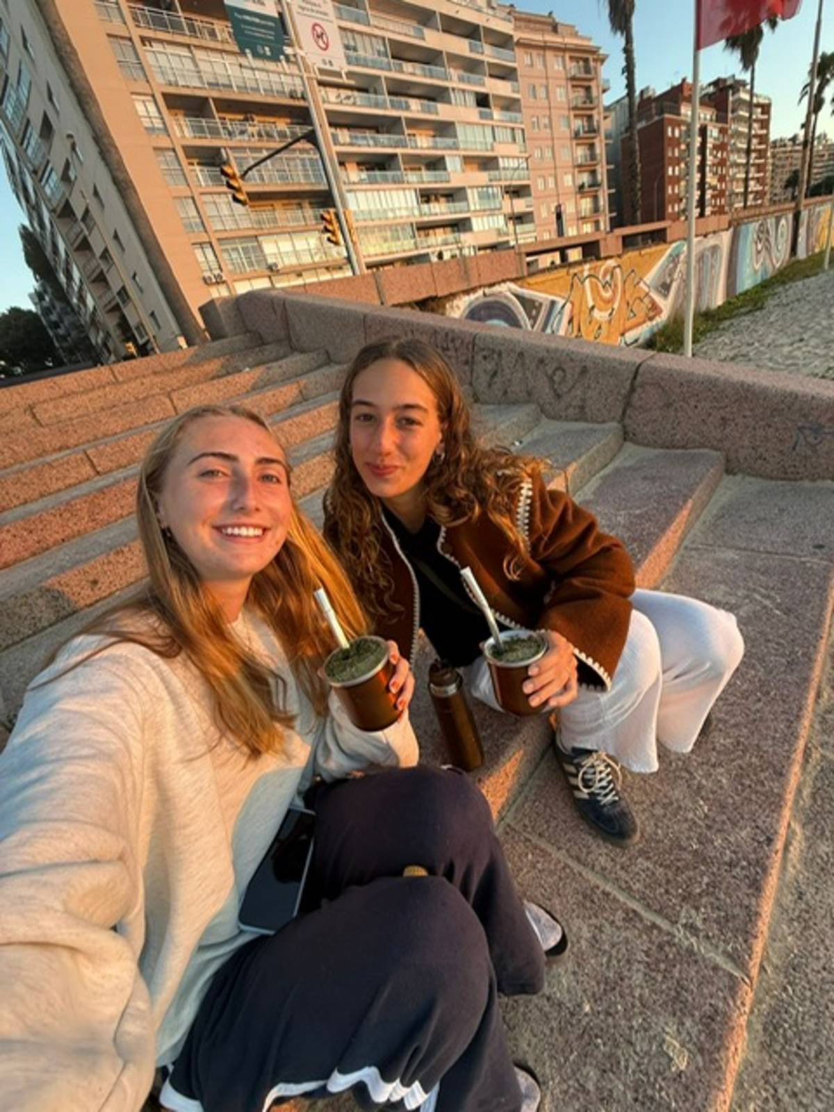 Group of international interns networking at a professional event in Uruguay