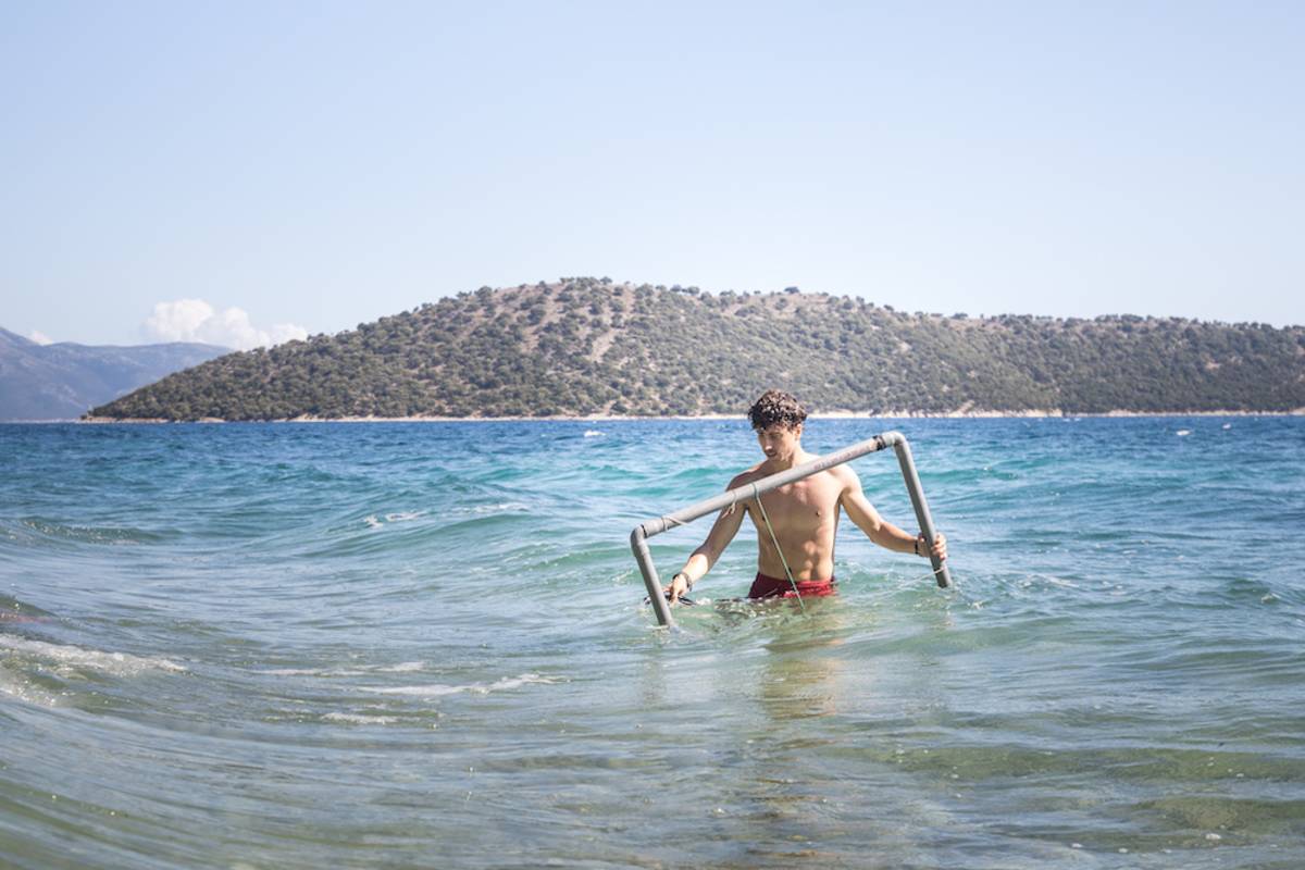 guy working on the beach