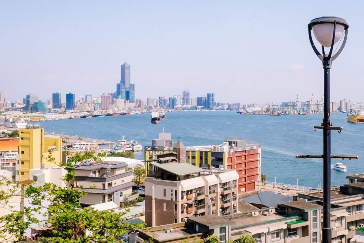 Harbor view of Kaohsiung Taiwan with skyline and waterfront, popular city for TEFL teachers