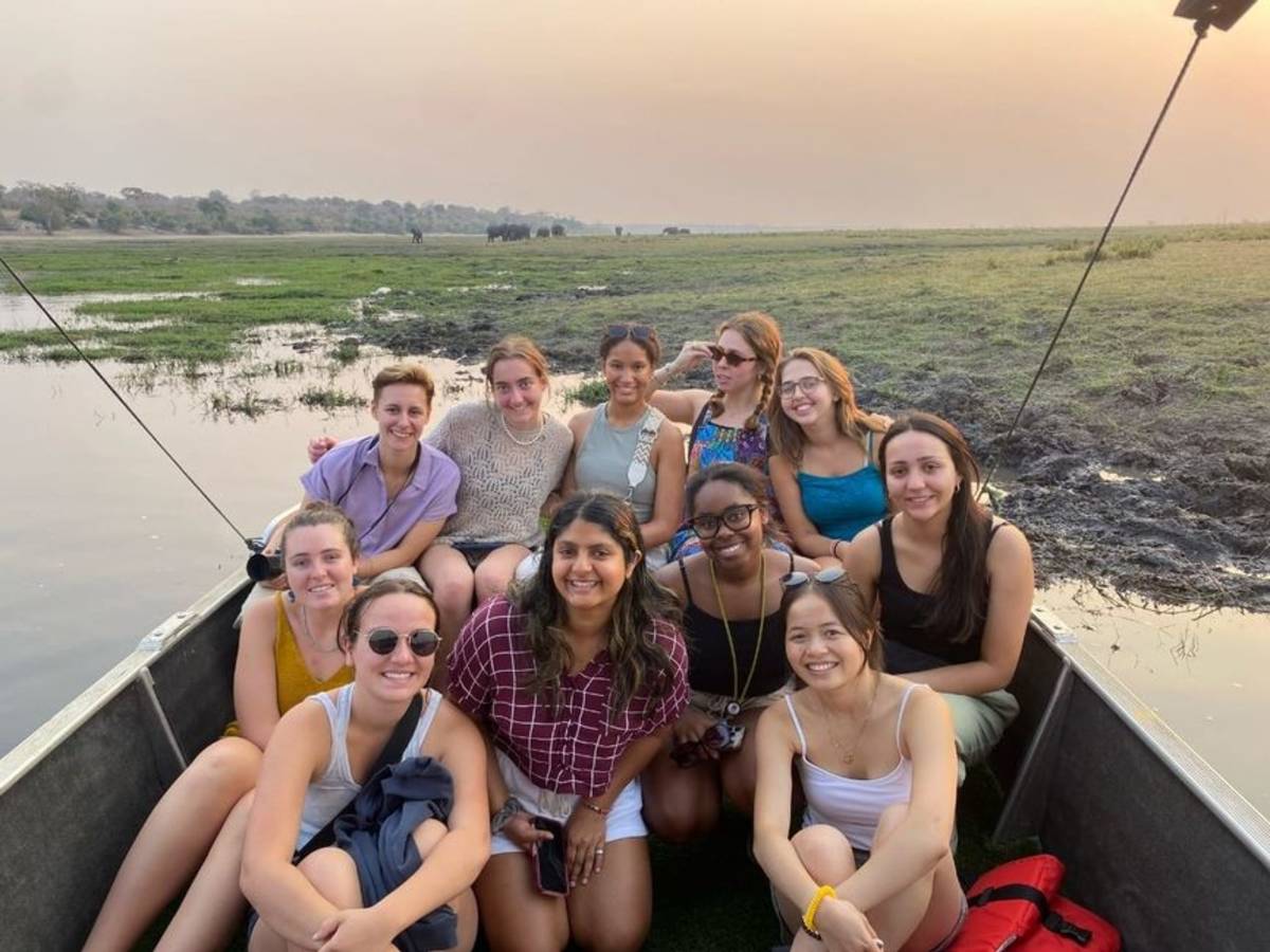 High school students on a boat in Gaborone