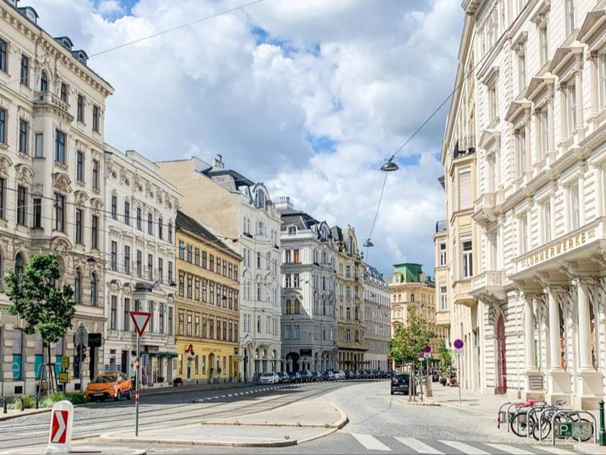 Historic streets of Vienna, Austria on a sunny day.