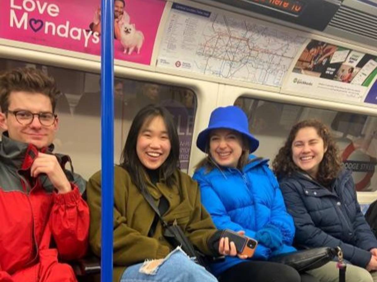 IES Abroad students riding the London Underground.