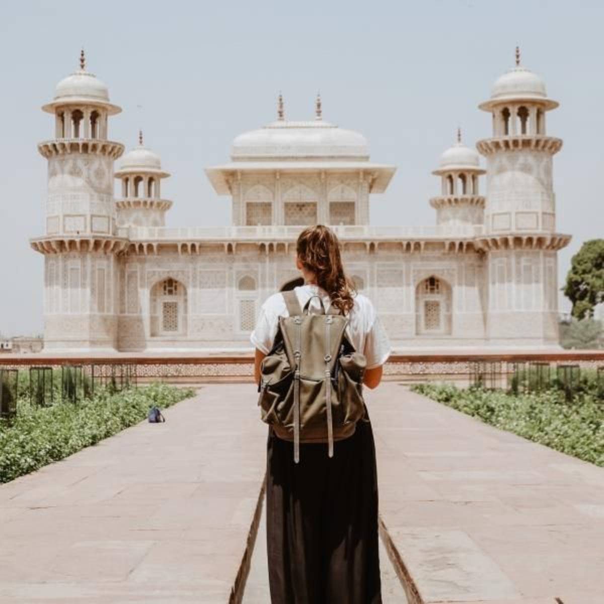 girl infront of temple