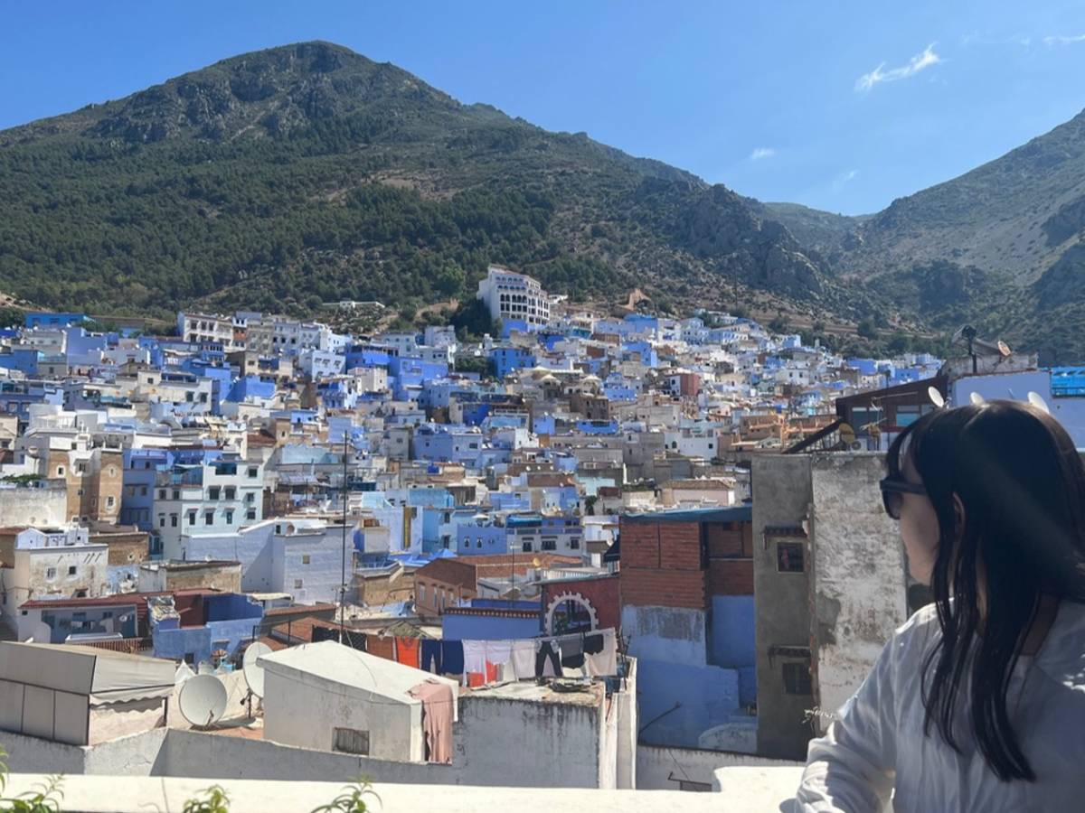 Intern looking out over a Morroccan city