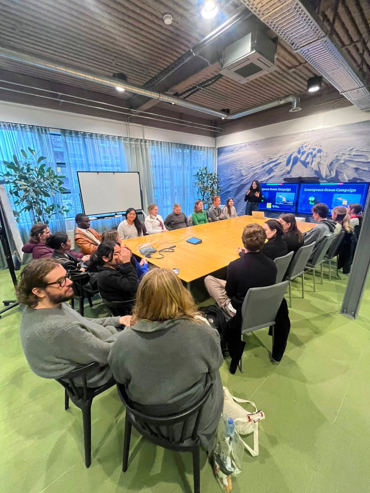 International Environmental Law students during a visit of Greenpeace