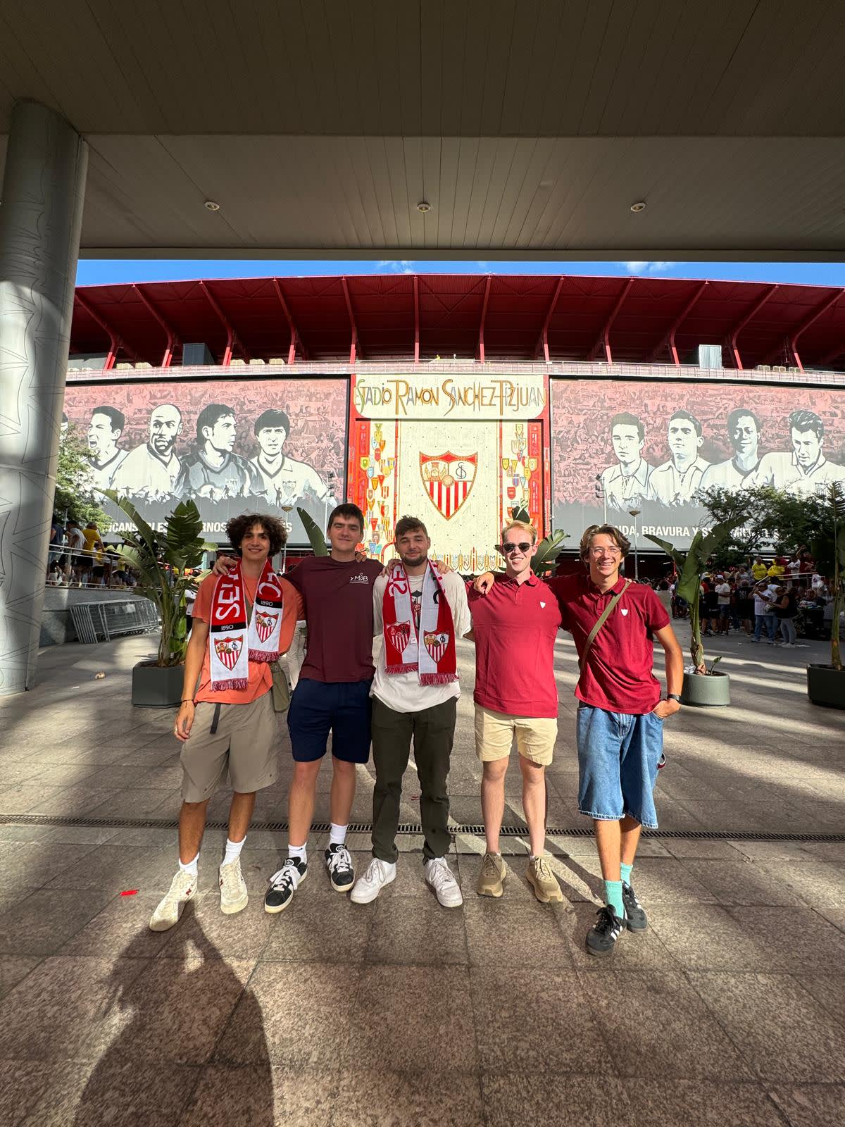 Interns at futbol game in Seville