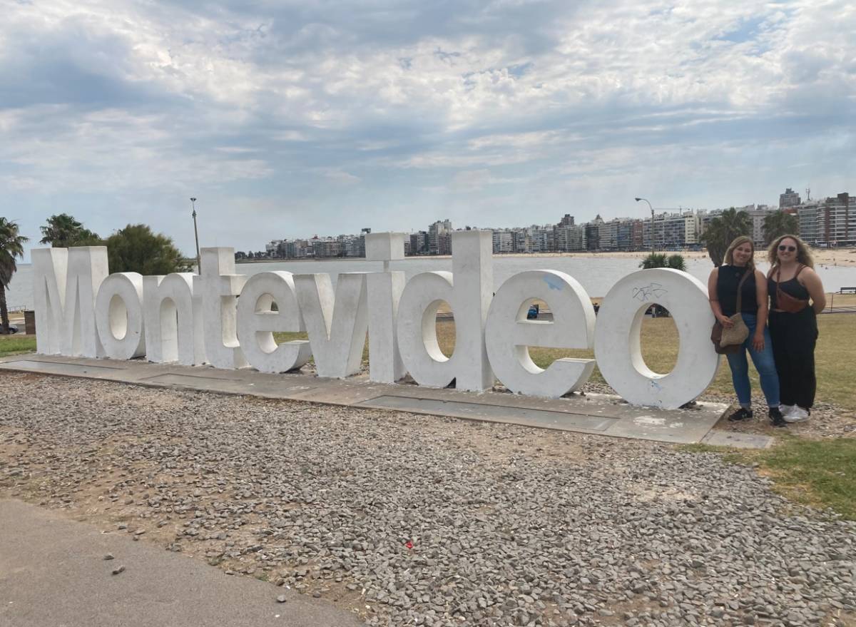 Interns collaborating on a marketing project in an office in Montevideo, Uruguay