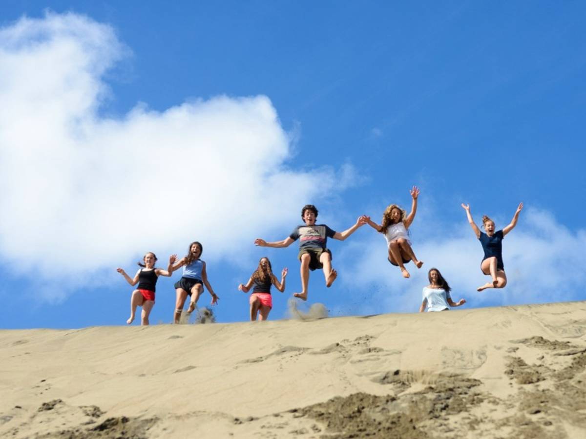 Jumping on sand dunes