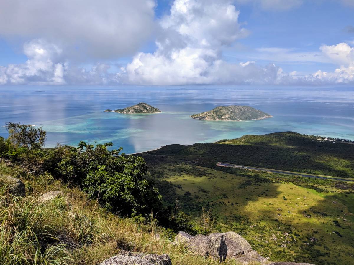 Landscape of mountains and reef in Australia