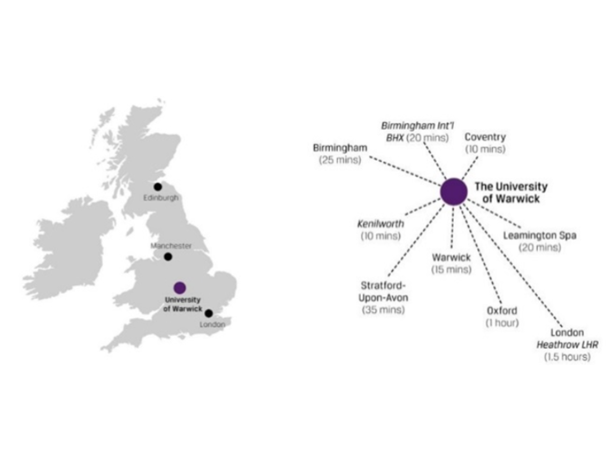 Location of Warwick on a map of the UK