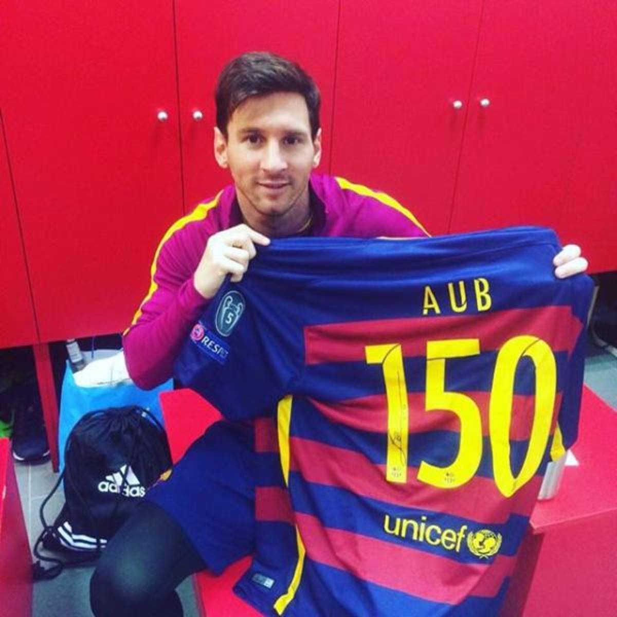 Lionel Messi celebrates AUB's 150th anniversary