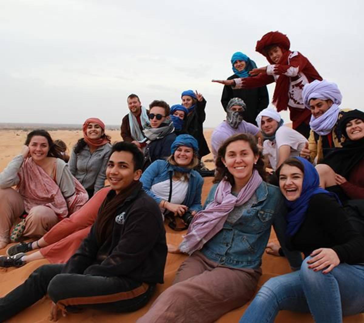Students in desert