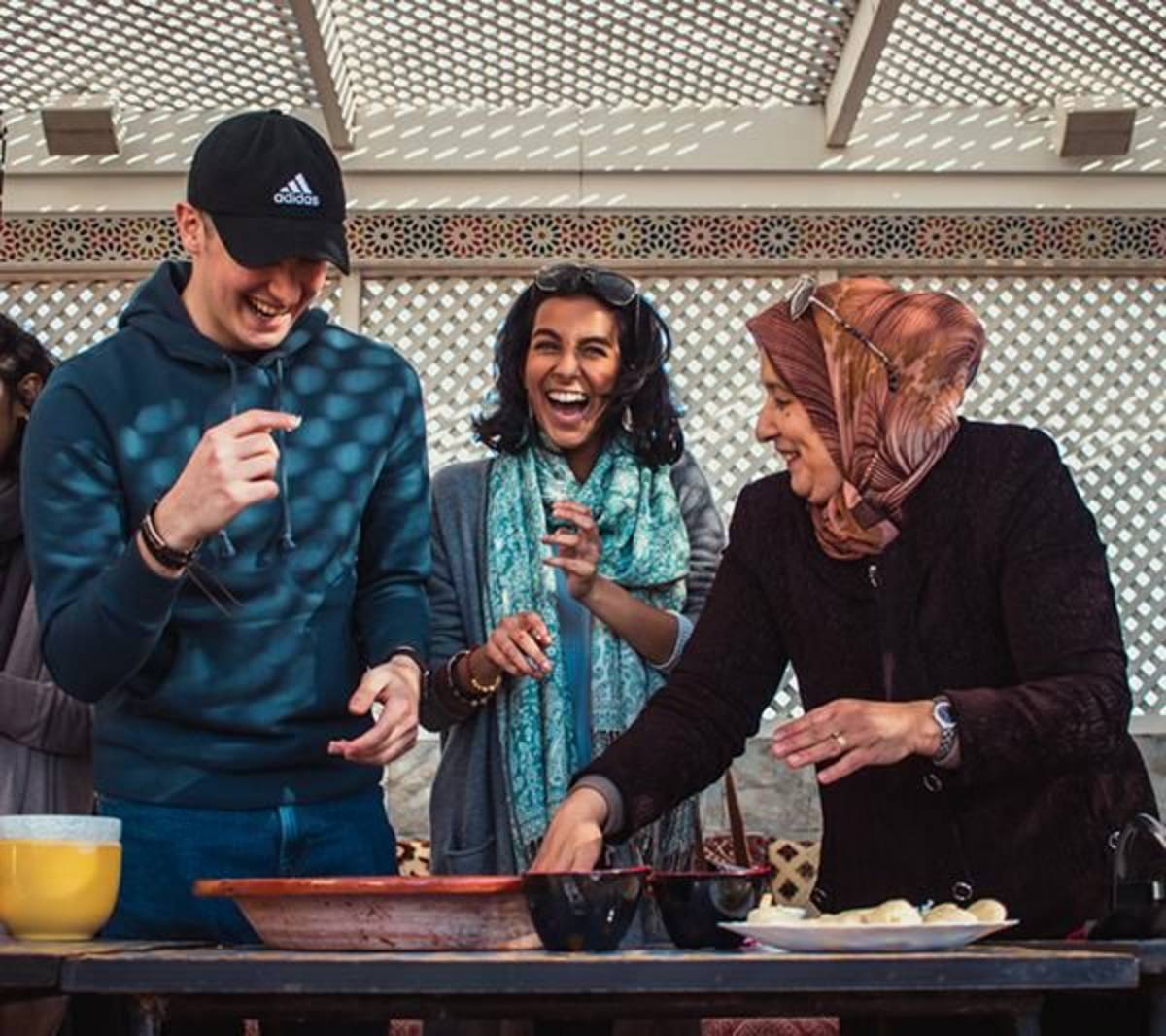 Students cooking Moroccan food