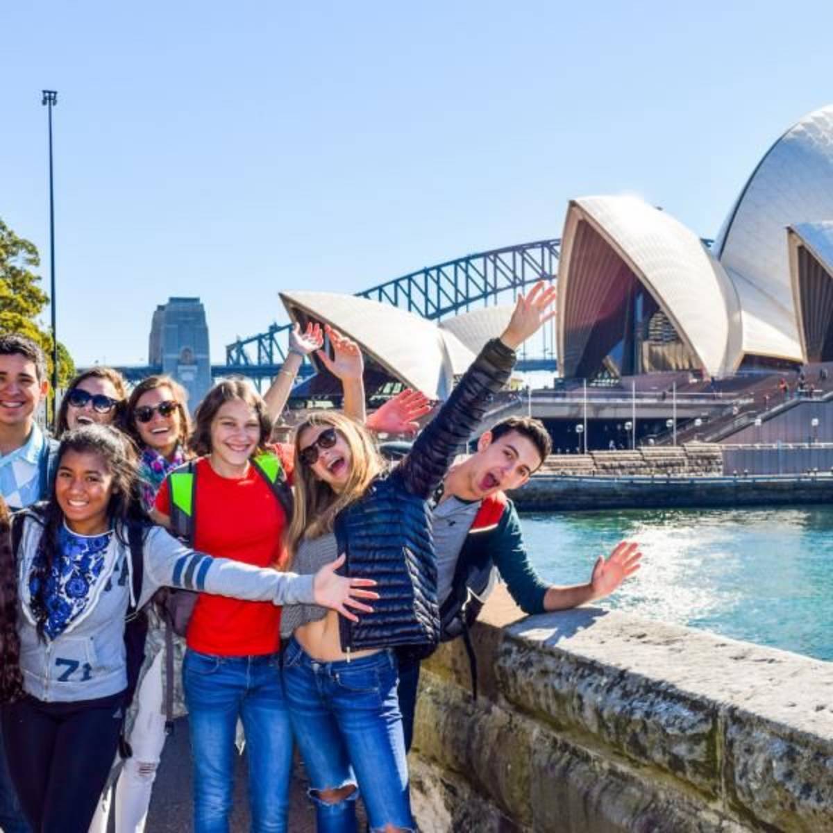 group of teens on a summer trip sydney australia