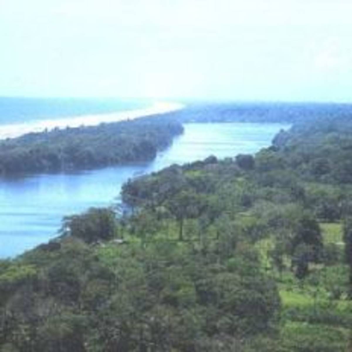 Panoramic view of ocean from hilltop