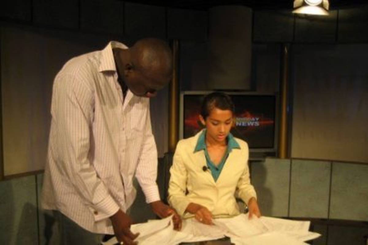 participant looking at script