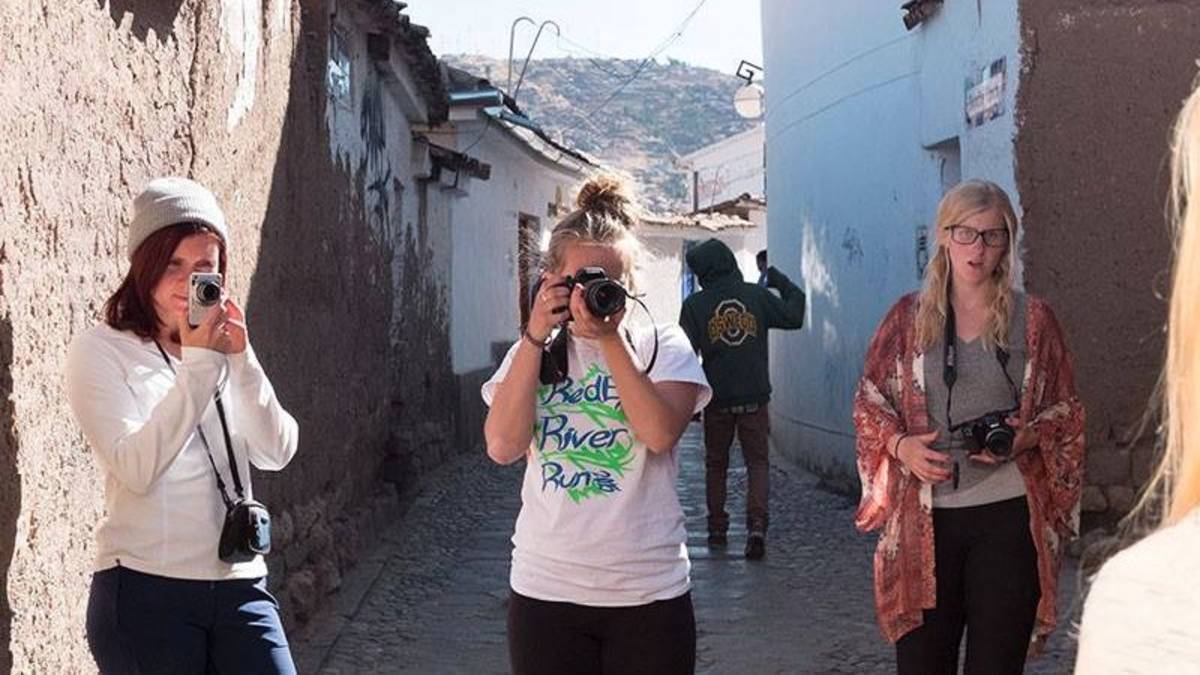 Volunteers taking photos