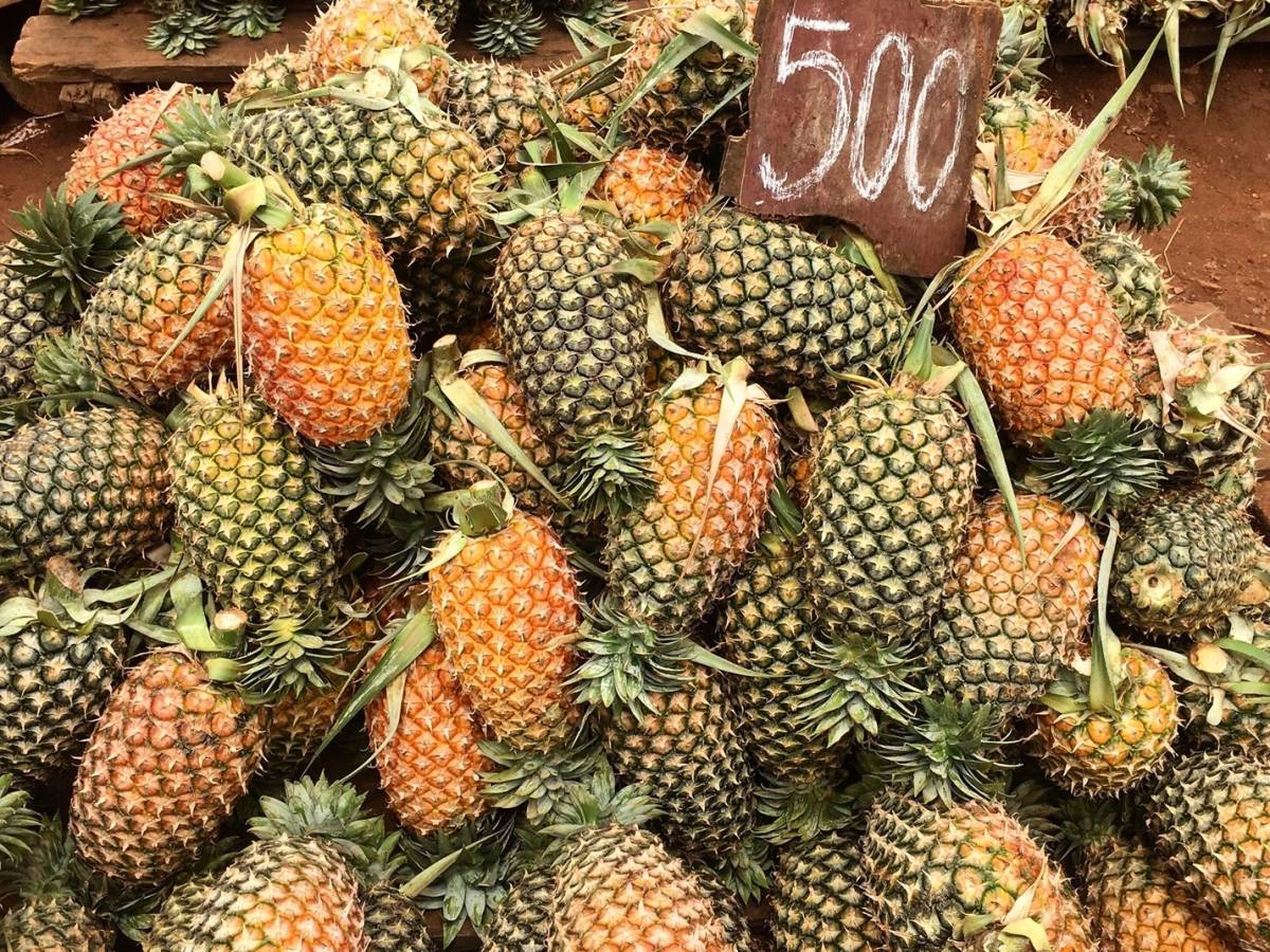 Pineapples at a market